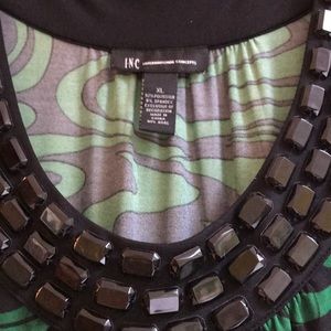 Green and black rhinestone tunic